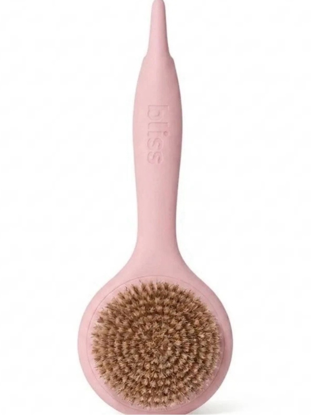Bliss Pink Long-Handle Body Brush with Natural Bristles